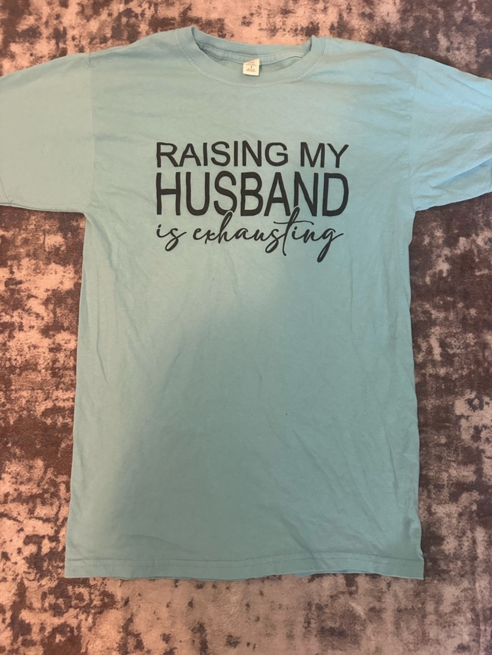 Light Blue Short Sleeve Graphic Tee - Raising My Husband